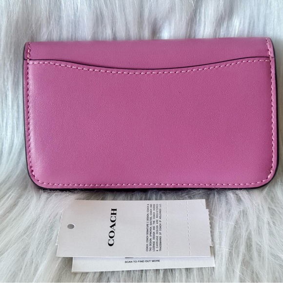 NWT Coach Essential Slim Card Case Wallet CR990 in Brass/FUCHSIA - Picture 6 of 12